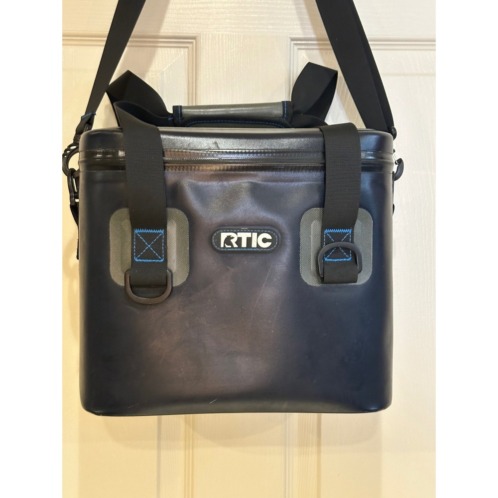 RTIC Soft Pack Cooler Navy Blue Grey Insulated Leak Proof Portable Bag 12 Can